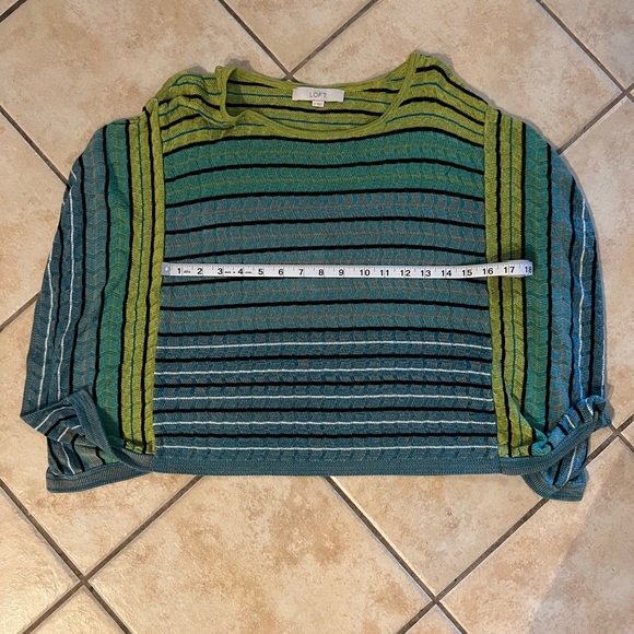 Loft Striped Bat Wing green and blue knit top by Ann Taylor size Small - Picture 3 of 10